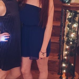 Strapless bright blue dress